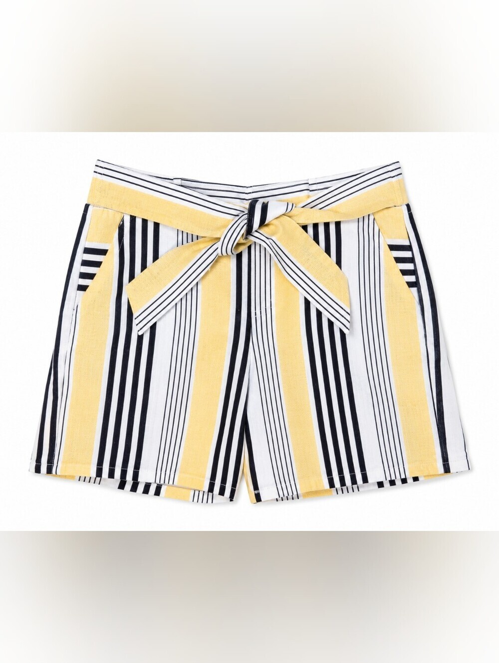 INC International Concept women's linen blend striped belted shorts size XS